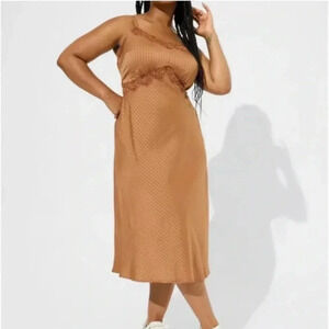 Torrid Tea Length Woven Jacquard Lace Trim Cami Dress Size 2X